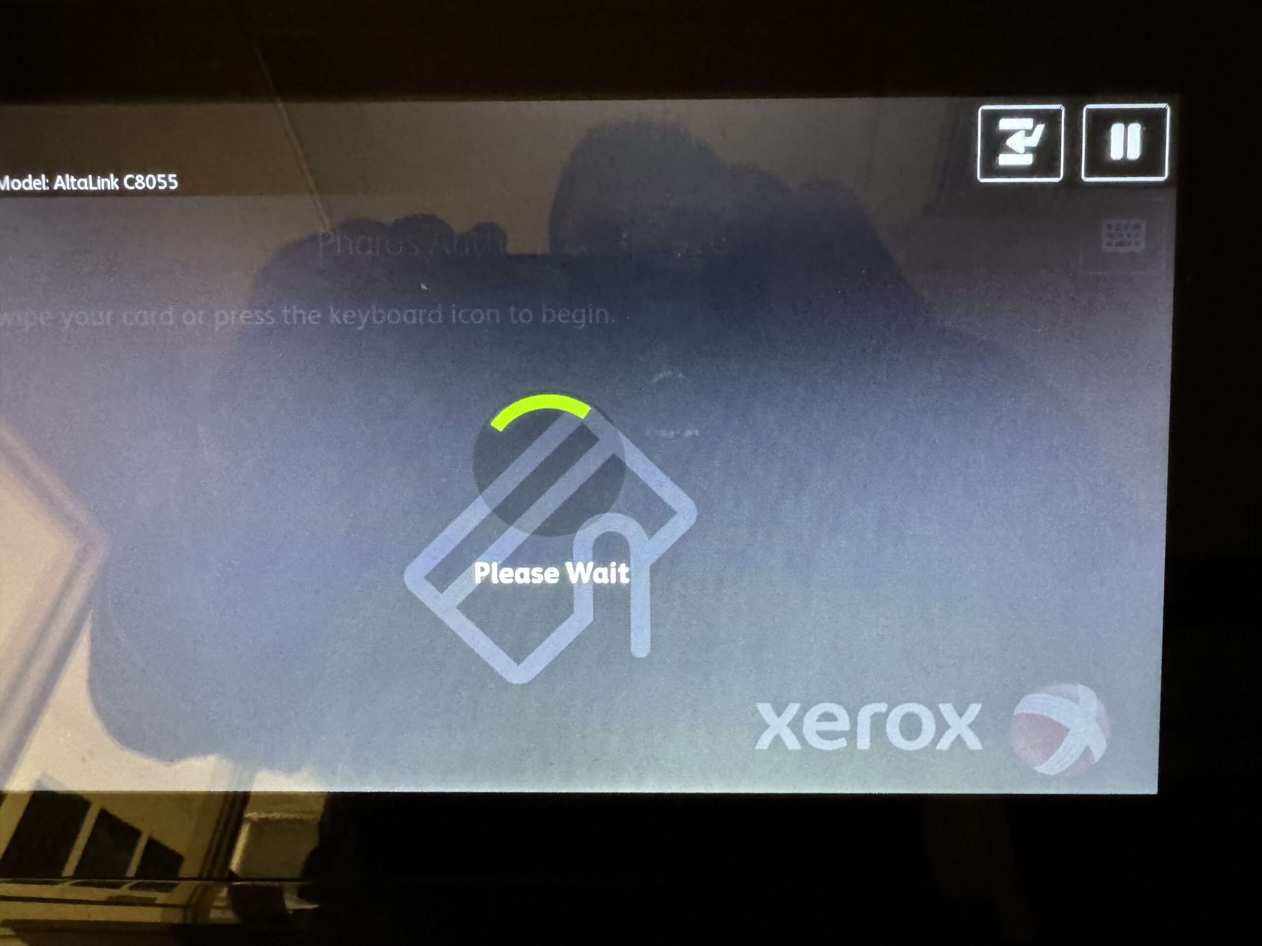 Picture of Xerox screen log in